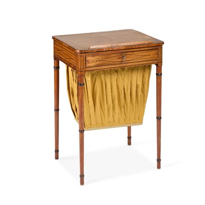 Lot 684 - A REGENCY LEATHER-INSET SATINWOOD LADIES WRITING TABLE