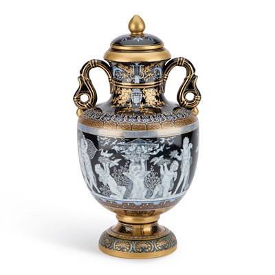 Lot 42 - A LARGE PÂTE-SUR-PÂTE VASE AND COVER