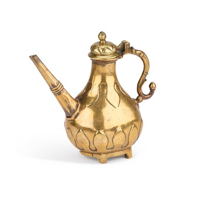 Lot 147 - A MUGHAL BRASS EWER, NORTH INDIA, 18TH CENTURY