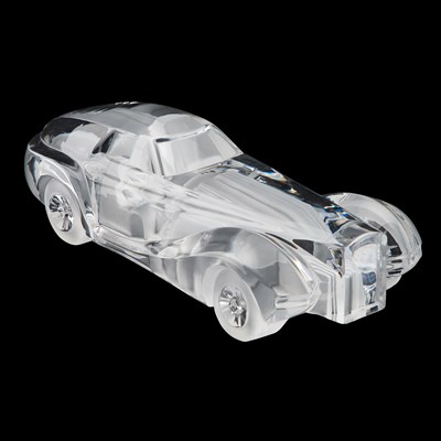 Lot 16 - A DAUM CRYSTAL GLASS 'BUGATTI COUPÉ RIVIERA' DESK-PIECE, DESIGNED BY XAVIER FROISSART