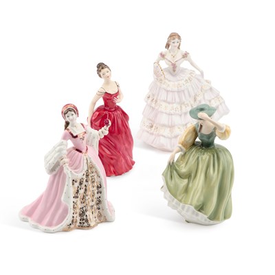 Lot 73 - TWO ROYAL DOULTON FIGURES, A WEDGWOOD FIGURE AND A ROYAL WORCESTER FIGURE