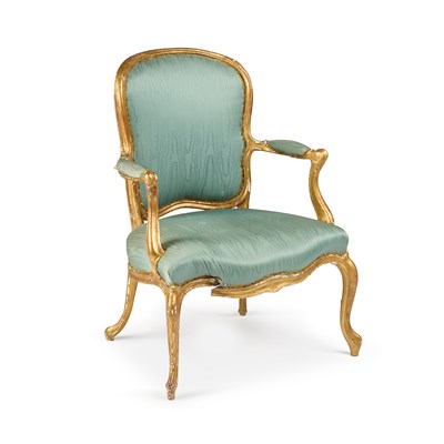 Lot 2 - A 19TH CENTURY FRENCH GILTWOOD FAUTEUIL
