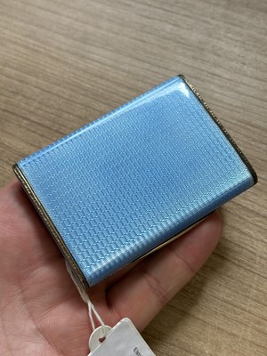 Lot 329 - AN ART DECO SILVER AND BLUE GUILLOCHÉ ENAMEL CASE