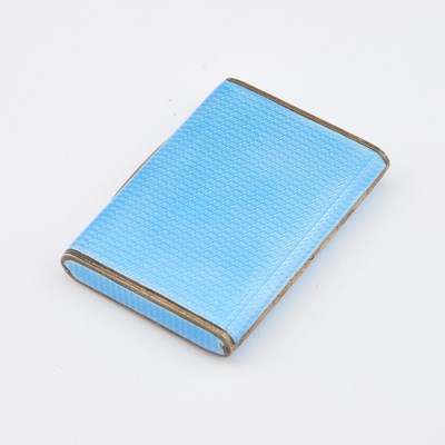 Lot 329 - AN ART DECO SILVER AND BLUE GUILLOCHÉ ENAMEL CASE