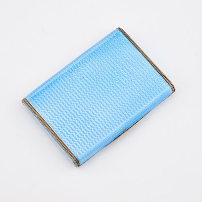 Lot 329 - AN ART DECO SILVER AND BLUE GUILLOCHÉ ENAMEL CASE