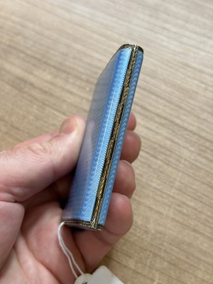 Lot 329 - AN ART DECO SILVER AND BLUE GUILLOCHÉ ENAMEL CASE
