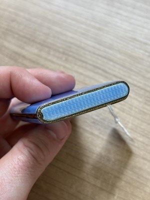 Lot 329 - AN ART DECO SILVER AND BLUE GUILLOCHÉ ENAMEL CASE