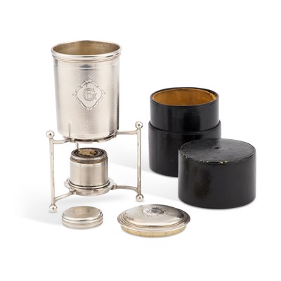 Lot 221 - A FRENCH SILVER CAMPAIGN STOVE