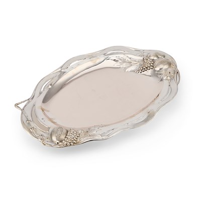Lot 238 - A LARGE AUSTRO-HUNGARIAN SILVER SIDEBOARD DISH