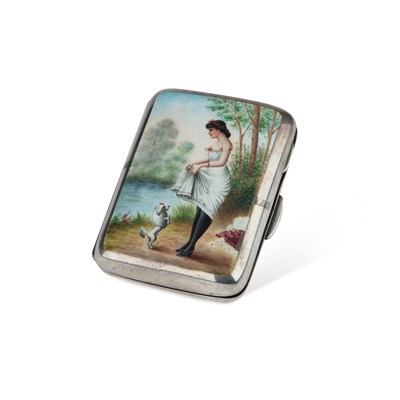 Lot 401 - A VICTORIAN SILVER AND ENAMEL CIGARETTE CASE