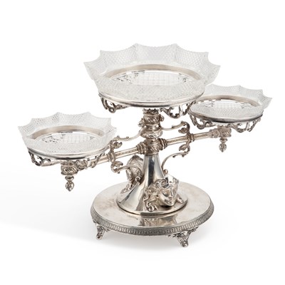 Lot 160 - A VICTORIAN SILVER-PLATED CENTREPIECE