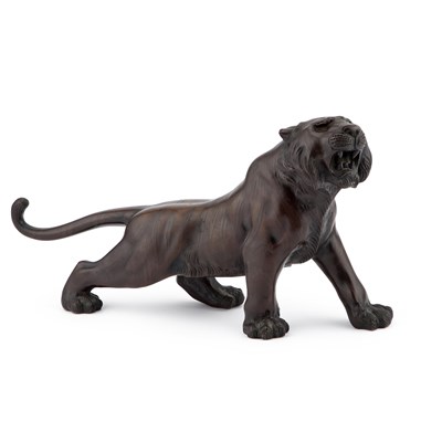 Lot 122 - A JAPANESE BRONZE OKIMONO OF A TIGER, GENRYUSAI SEIYA, MEIJI PERIOD, LATE 19TH CENTURY