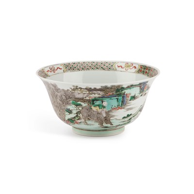 Lot 666 - A CHINESE FAMILLE VERTE INSCRIBED BOWL