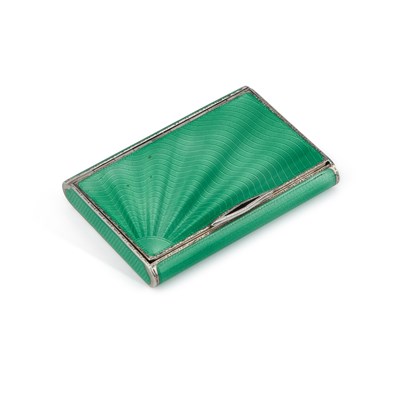 Lot 326 - AN ART DECO SILVER AND ENAMEL CASE