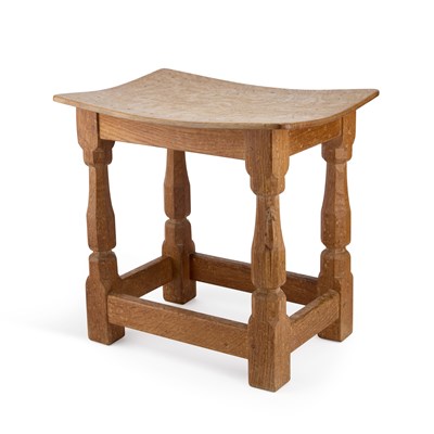 Lot 1185 - ROBERT THOMPSON OF KILBURN: A MOUSEMAN OAK STOOL