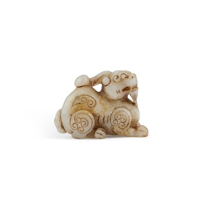 Lot 208 - A CHINESE JADE CARVING OF A BIXIE