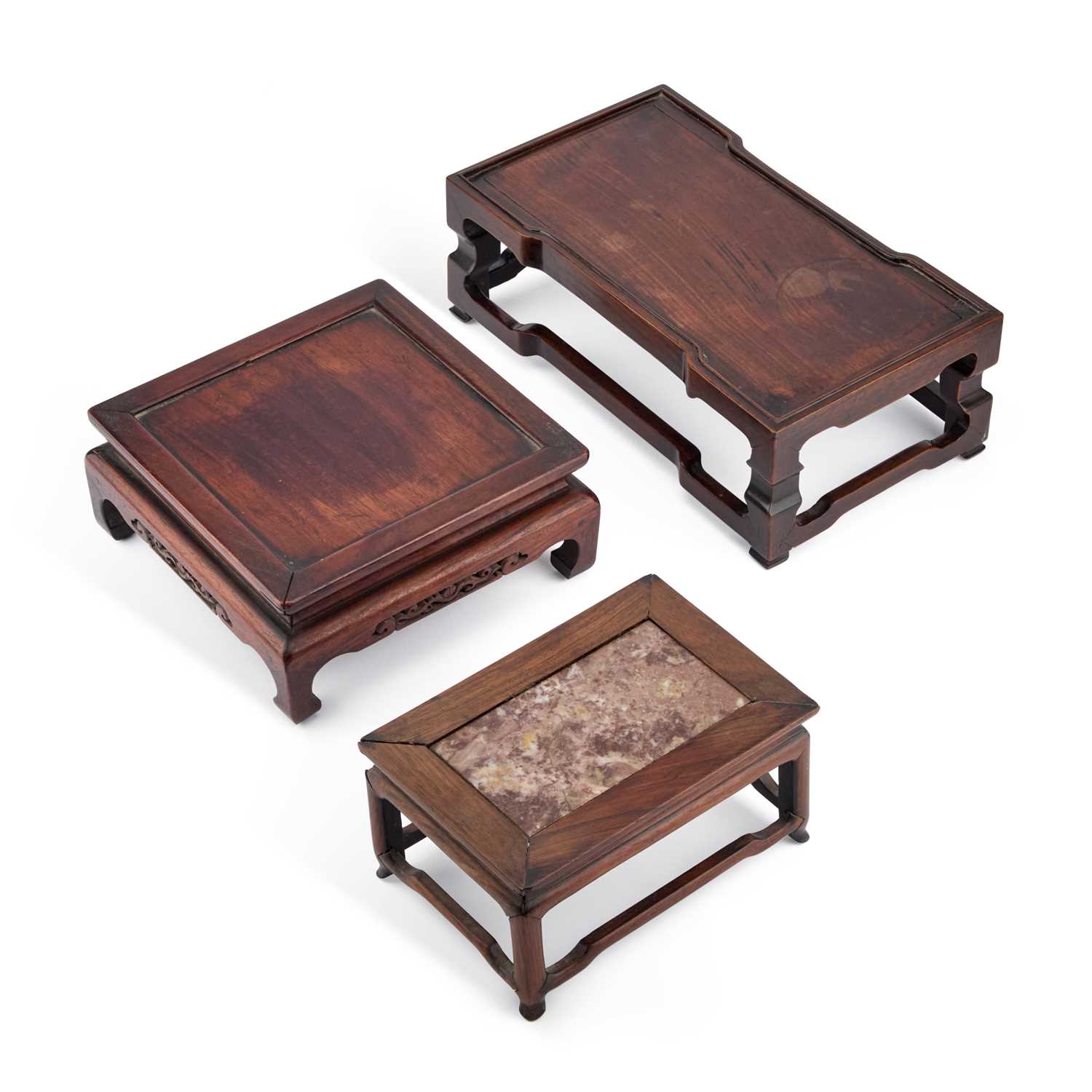 Lot 763 - THREE CHINESE HARDWOOD STANDS