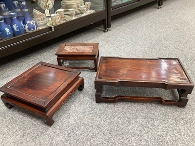 Lot 763 - THREE CHINESE HARDWOOD STANDS