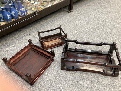 Lot 763 - THREE CHINESE HARDWOOD STANDS