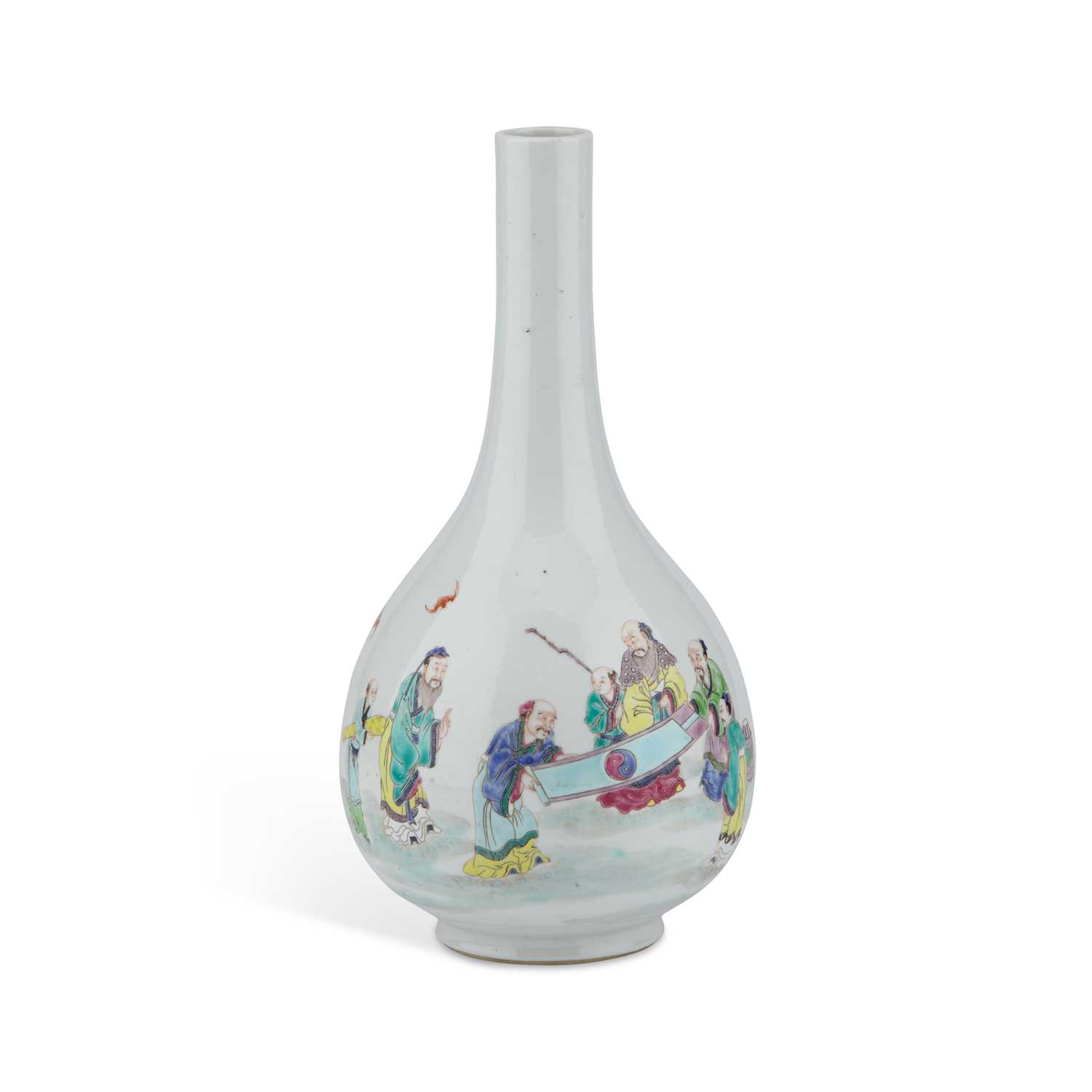 Lot 118 - A CHINESE FAMILLE ROSE 'SCHOLARS' VASE, TIANQIUPING