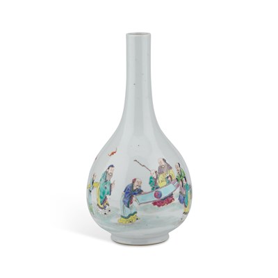 Lot 118 - A CHINESE FAMILLE ROSE 'SCHOLARS' VASE, TIANQIUPING