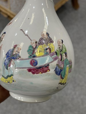 Lot 118 - A CHINESE FAMILLE ROSE 'SCHOLARS' VASE, TIANQIUPING