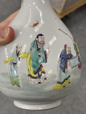Lot 118 - A CHINESE FAMILLE ROSE 'SCHOLARS' VASE, TIANQIUPING