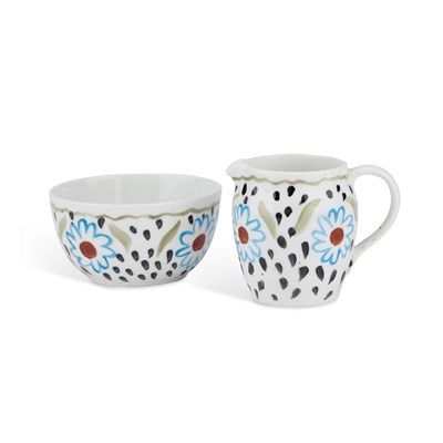 Lot 125 - ANGELICA BELL FOR FOLEY, A FLORAL DECORATED CREAM JUG AND SUGAR BOWL