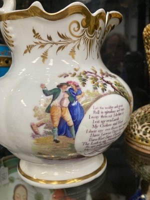 Lot 95 - AN ENGLISH PORCELAIN 'FARMERS ARMS' JUG, PROBABLY COALPORT, DATED 1839