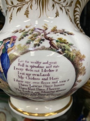 Lot 95 - AN ENGLISH PORCELAIN 'FARMERS ARMS' JUG, PROBABLY COALPORT, DATED 1839