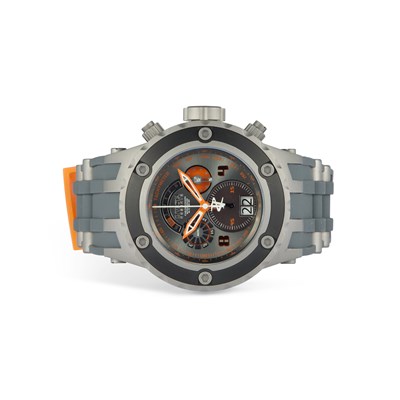 Lot 654 - A GENTS INVICTA CHRONOGRAPH SUBAQUA STRAP WATCH