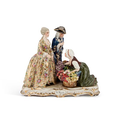 Lot 57 - A 20TH CENTURY ITALIAN PORCELAIN FIGURE GROUP, SIGNED FABRIS