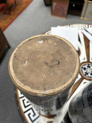 Lot 56 - A PAIR OF DUTCH FAIENCE CYLINDRICAL VASES (ROLWAGEN)