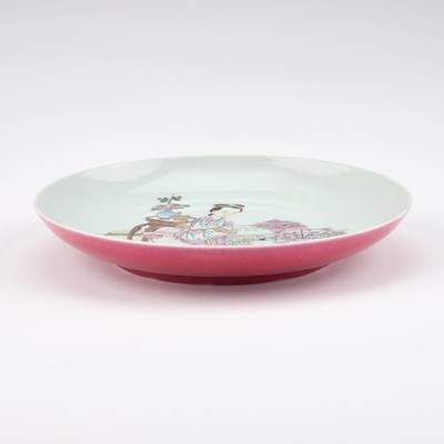 Lot 55 - A CHINESE RUBY-BACK SAUCER DISH