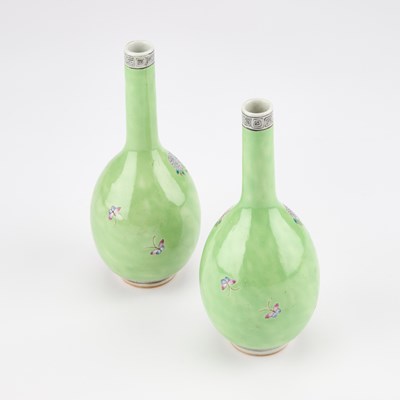 Lot 62 - A PAIR OF CHINESE REPUBLIC GREEN-GROUND VASES