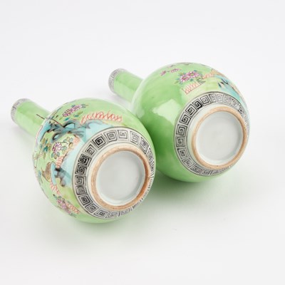 Lot 62 - A PAIR OF CHINESE REPUBLIC GREEN-GROUND VASES