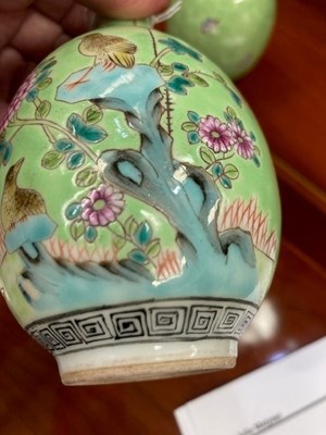 Lot 62 - A PAIR OF CHINESE REPUBLIC GREEN-GROUND VASES