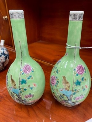 Lot 62 - A PAIR OF CHINESE REPUBLIC GREEN-GROUND VASES