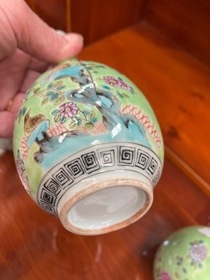 Lot 62 - A PAIR OF CHINESE REPUBLIC GREEN-GROUND VASES