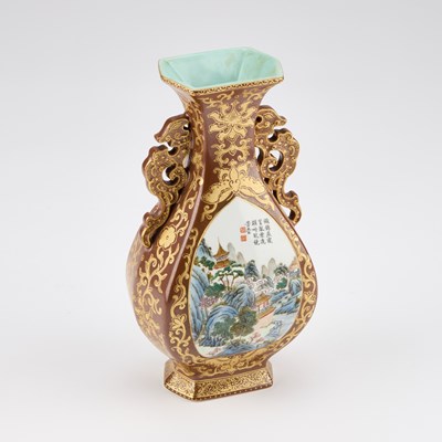 Lot 57 - A CHINESE FAUX BRONZE PORCELAIN VASE