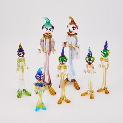 Lot 5 - SEVEN MURANO GLASS MODELS OF CLOWNS