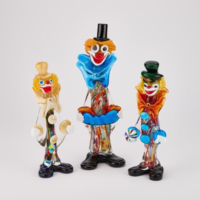Lot 31 - THREE MURANO GLASS MODELS OF CLOWNS