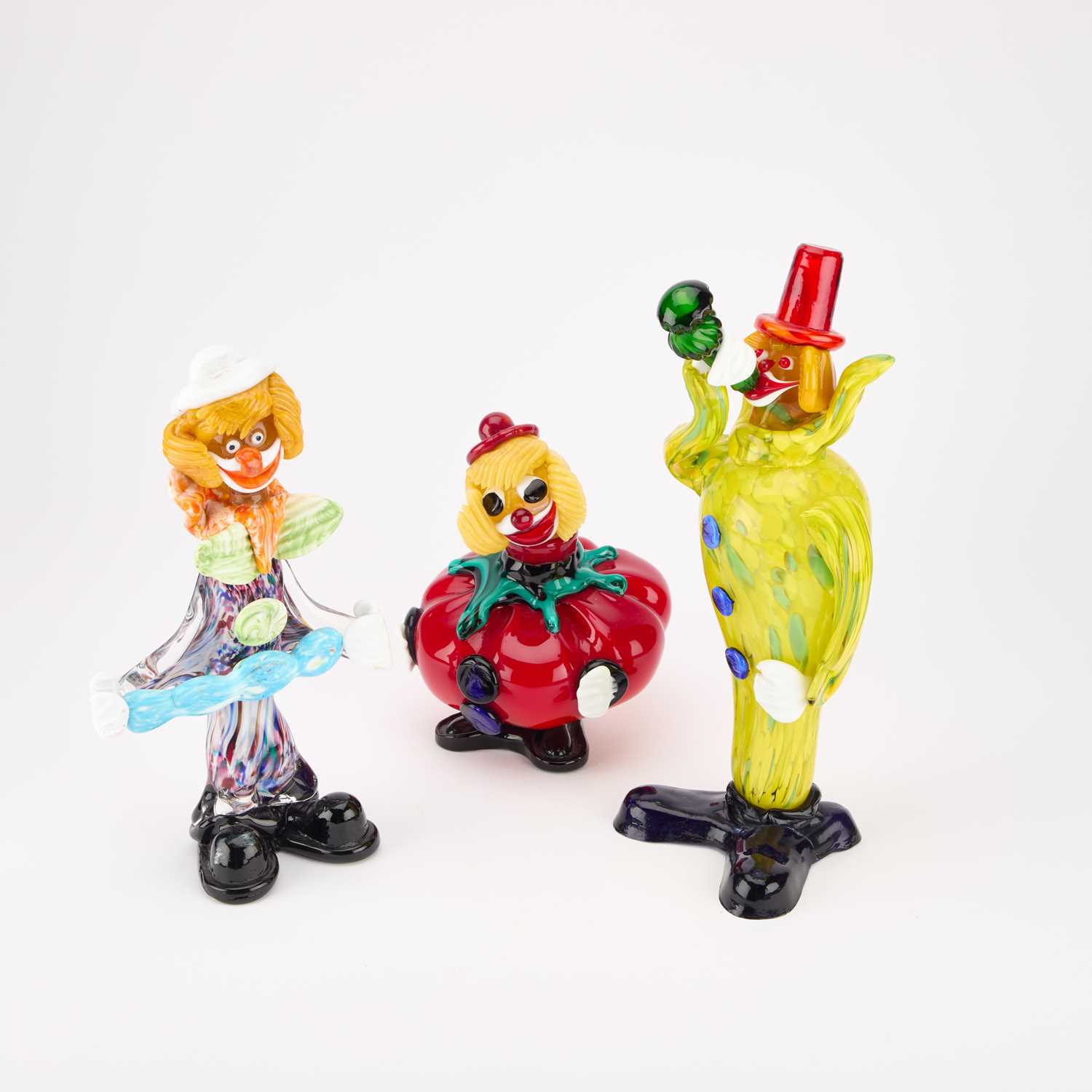 Lot 1 - THREE MURANO GLASS MODELS OF CLOWNS