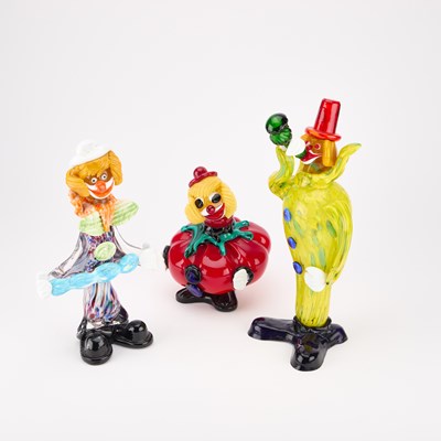 Lot 1 - THREE MURANO GLASS MODELS OF CLOWNS