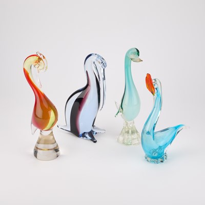 Lot 20 - FOUR MURANO GLASS MODELS OF BIRDS
