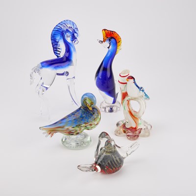 Lot 55 - FIVE MURANO GLASS MODELS OF ANIMALS