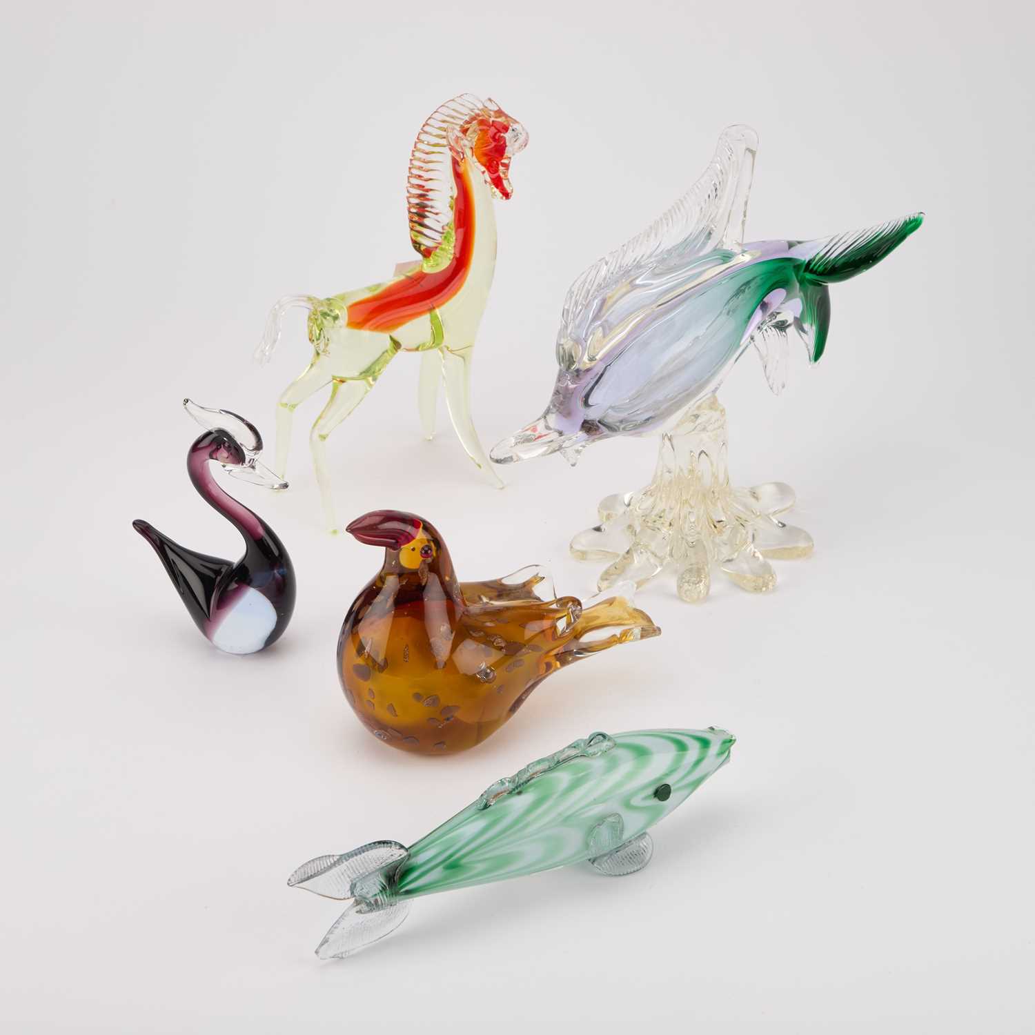 Lot 88 - FIVE MURANO GLASS MODELS OF ANIMALS