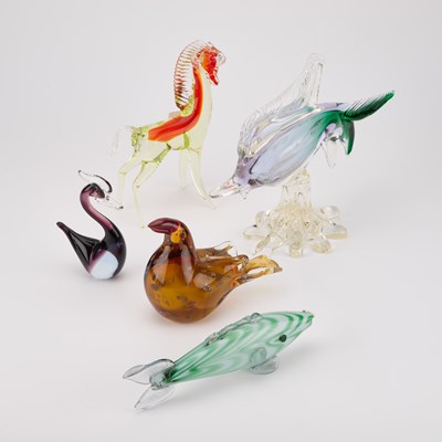 Lot 88 - FIVE MURANO GLASS MODELS OF ANIMALS