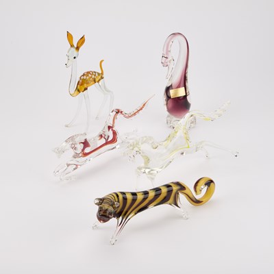 Lot 53 - FIVE MURANO GLASS MODELS OF ANIMALS