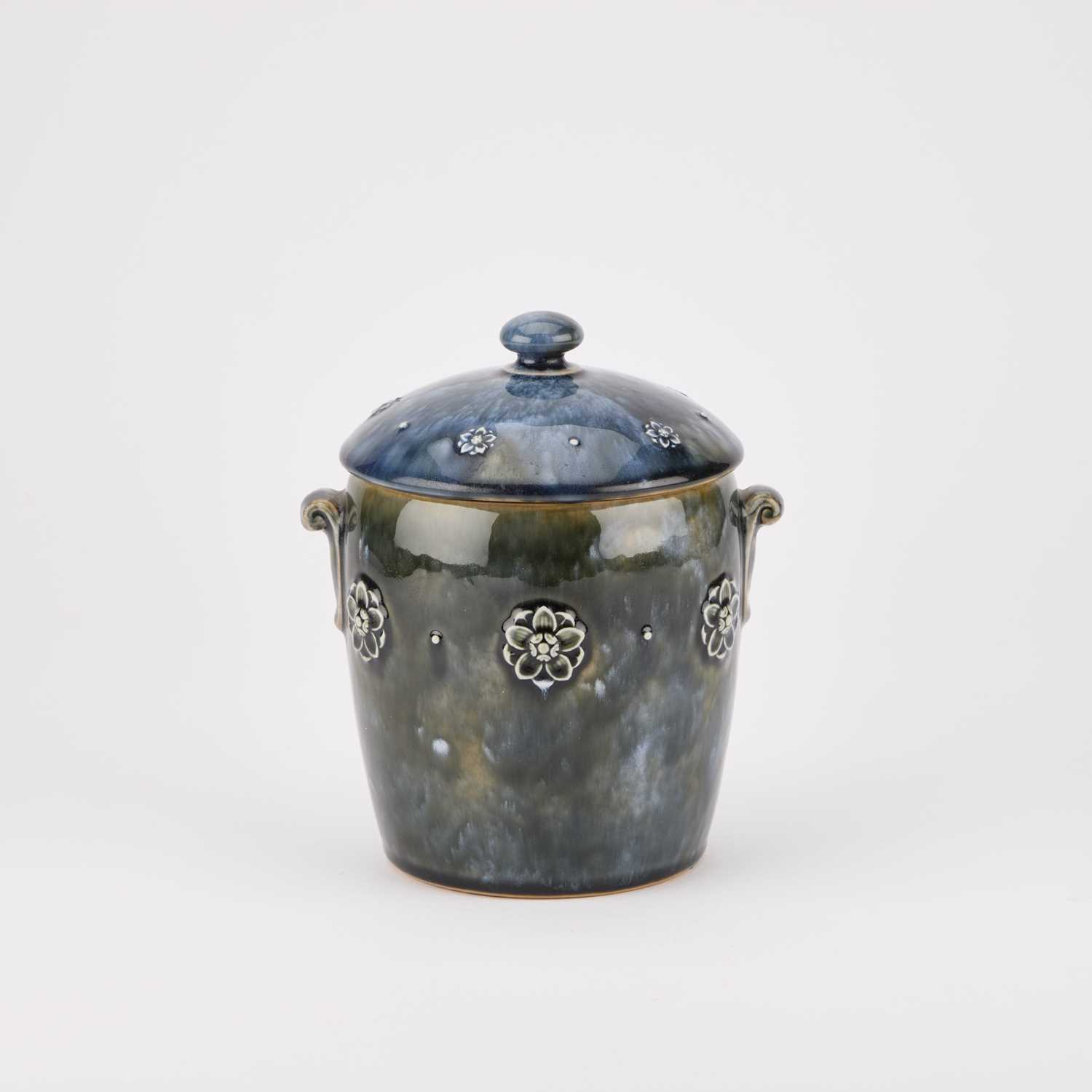 Lot 244 - A ROYAL DOULTON STONEWARE COVERED JAR